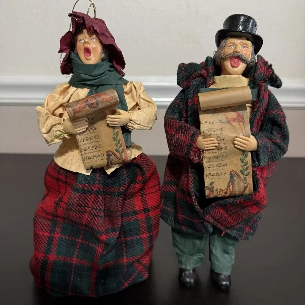 Vintage‎ SANTA'S WORLD Kurt Adler CAROLER FAMILY Paper Mache Dolls Christmas